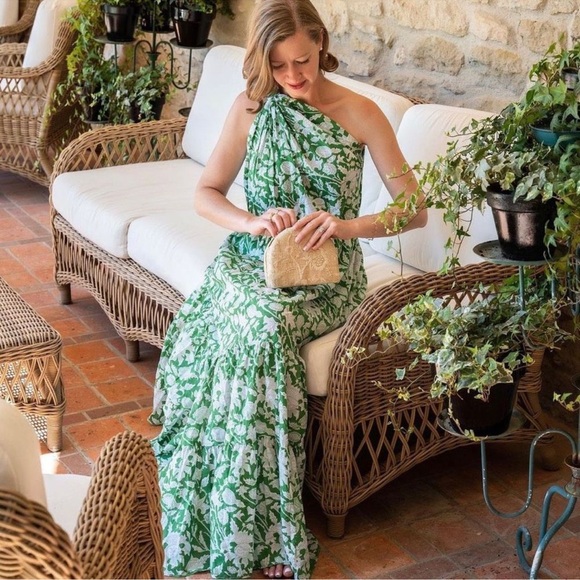Charina Sartre Green and White Floral Maxi Dress - Picture 1 of 8